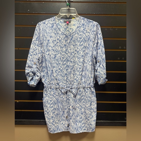 Vince Camuto Blue and White snake Printed Romper - Picture 1 of 3